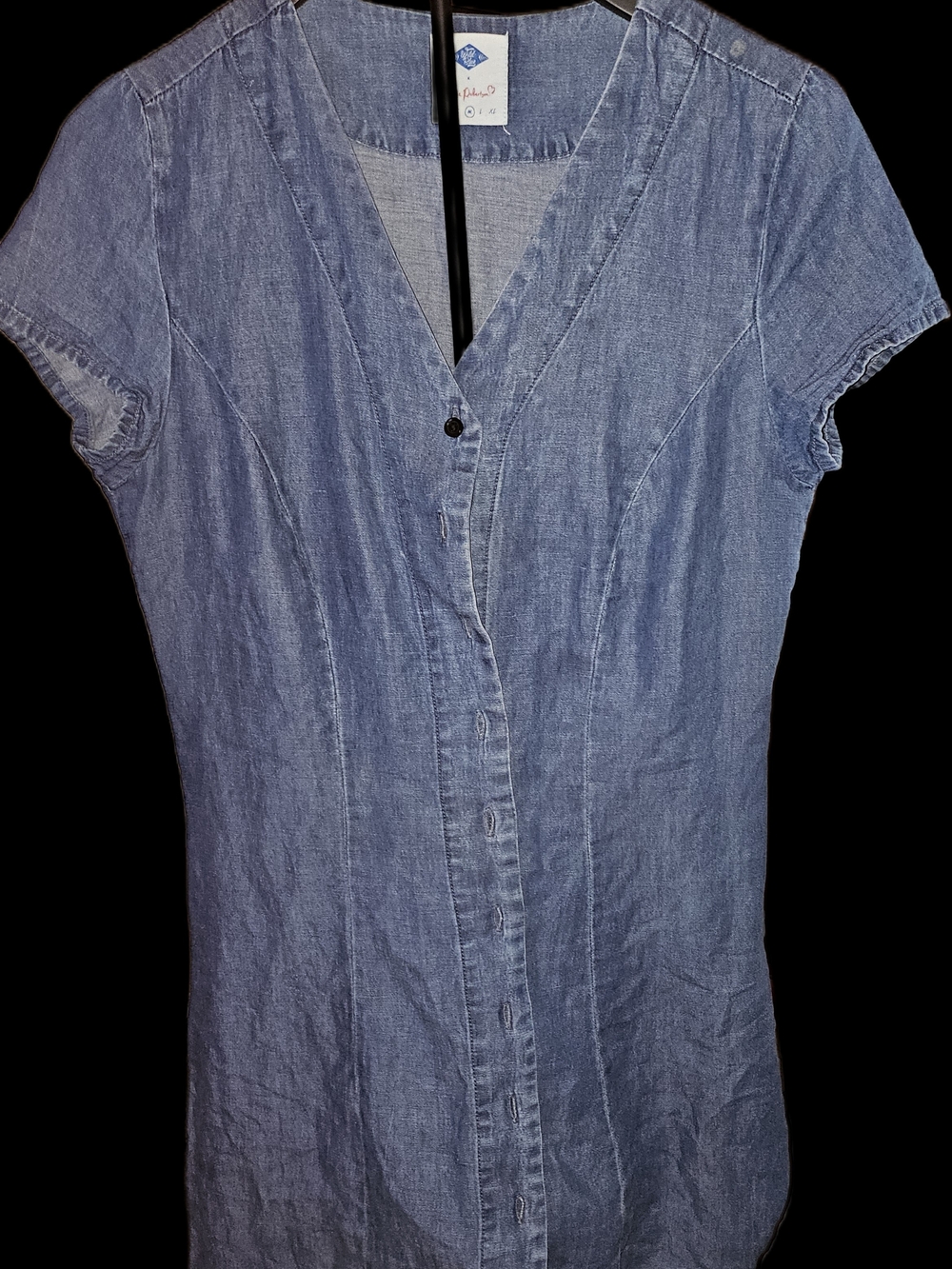 Casual Chambray Button-Down Top in Blue